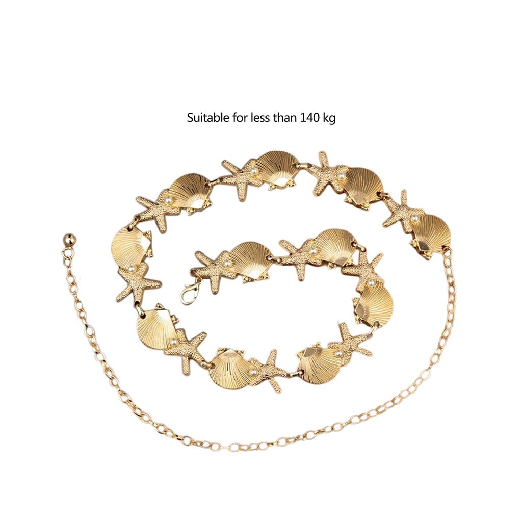 Unique Metal Shell Pearls Starfish Waist Chain Body Jewelry for Young Women Lady Girls Ocean Inspired Accessories