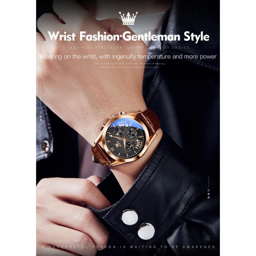 OLEVS Новые многофункциональные спортивные кварцевые часы с хронографом, водонепроницаемые мужские часы