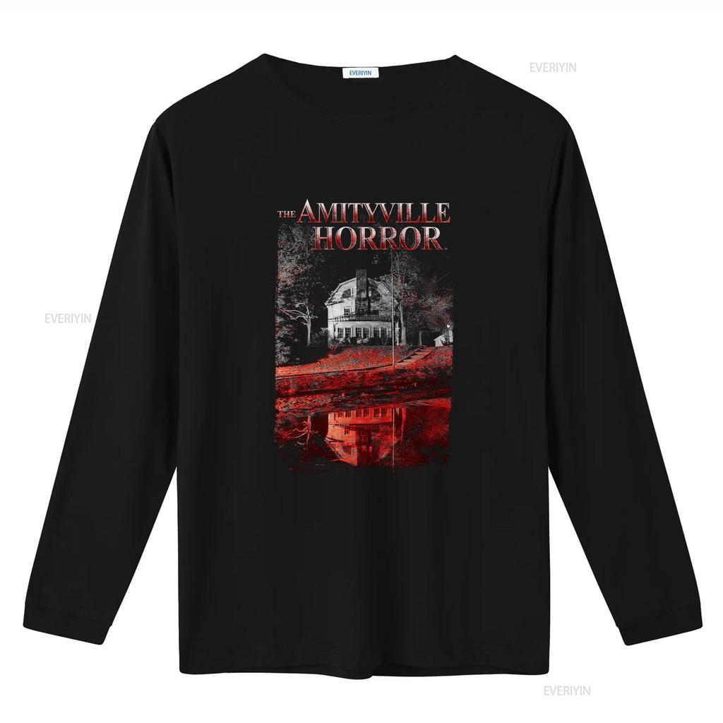 Хоррор Амитивилля Хладнокровный Лицензированная Кинофутболка Ретро Черная с Принтом Жуткого Дома винтажная Стиранная мужская