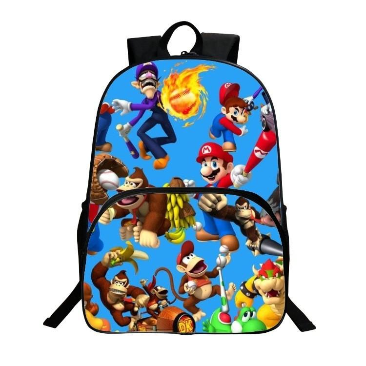 Super Mario Large 16 Inch School Backpack With Spacious Compartments And Durable Material