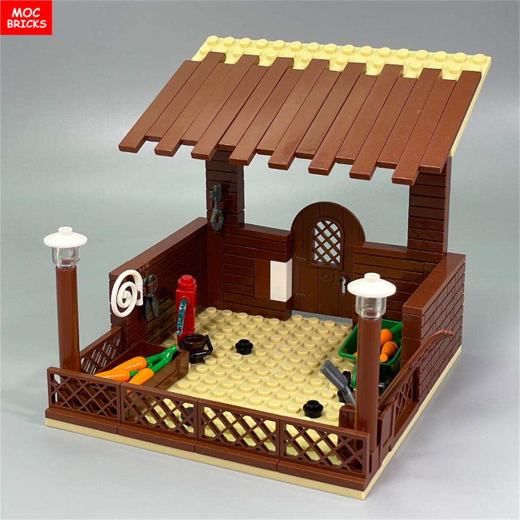 MOC Кирпичи Милая Овца Коза Сарай Овчарня Животное DIY Ферма Пастбище Вид Строительные Блоки Аксессуары Детские Игрушки Подарки