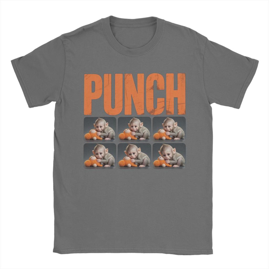Unisex Women Graphic Printed Team Punch Punch the monkey Baby Monkey Holding Plush Toy Tee T Shirt Cotton Tshirts Clothing