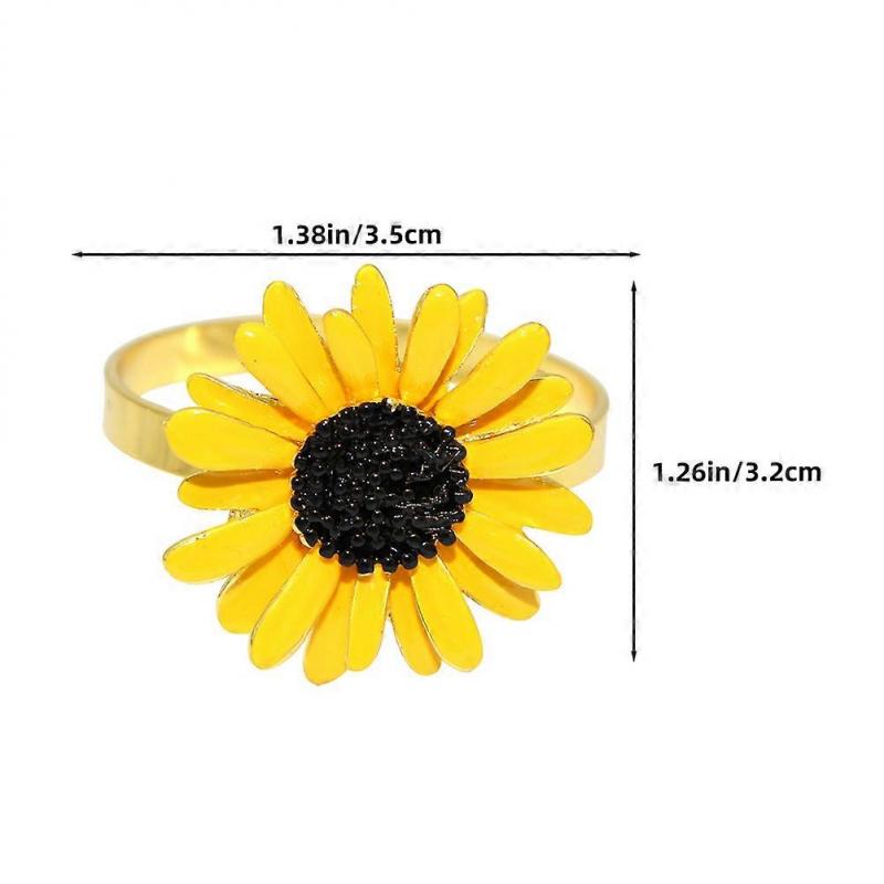 Fall Napkin Rings Sunflower for Wedding Table Settings 4Pcs Decor
