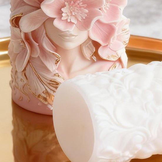 Силиконовая форма для свечи-цилиндра с цветами, форма для свечи-столбика «Цветочная богиня», формы для мыла, свечей, литья смолы, ароматерапевтических свечей, поделок из гипса и глины