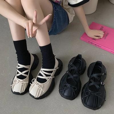 Осенняя женская спортивная обувь на массивном каблуке, модные кроссовки на платформе с узлом-бабочкой, женские повседневные туфли на плоской подошве, уличная обувь Мэри Джейн