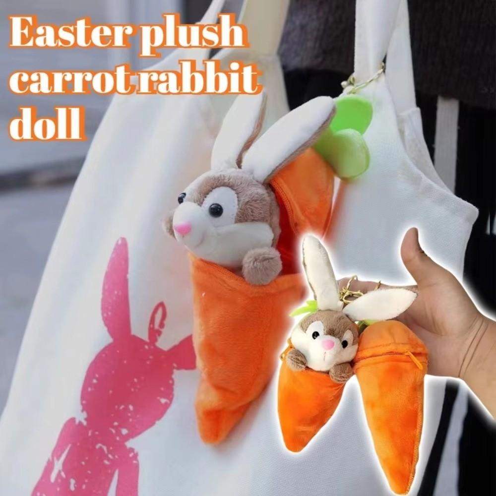 Plush Animal Plush Toy with Zipper Pouch Bag Pendant New Carrot Keychain Gift for Kids Adults
