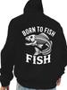 Men'S Hoodie - Bold Vintage Style Skeletal Fish Graphic On Back of Casual Black Hoodie, Edgy Outdoor Angling Aesthetic Perfect for