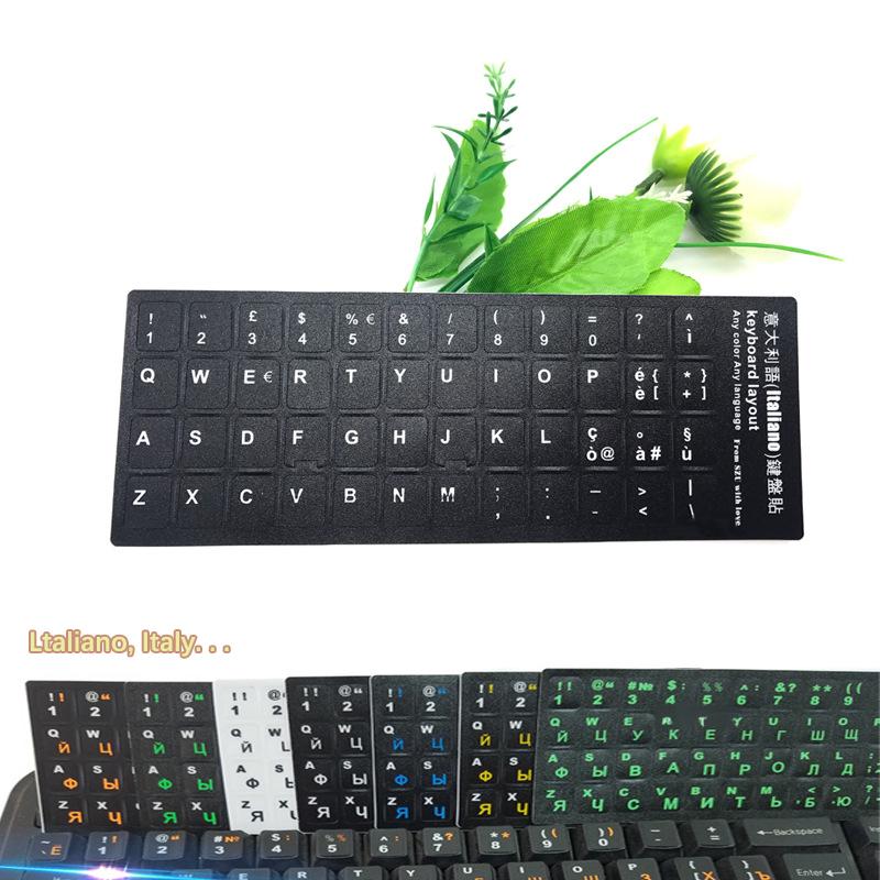 Универсальная самоклеящаяся наклейка на клавиатуру из ПВХ, прочный алфавит, черный фон, белая наклейка с буквами для ноутбука