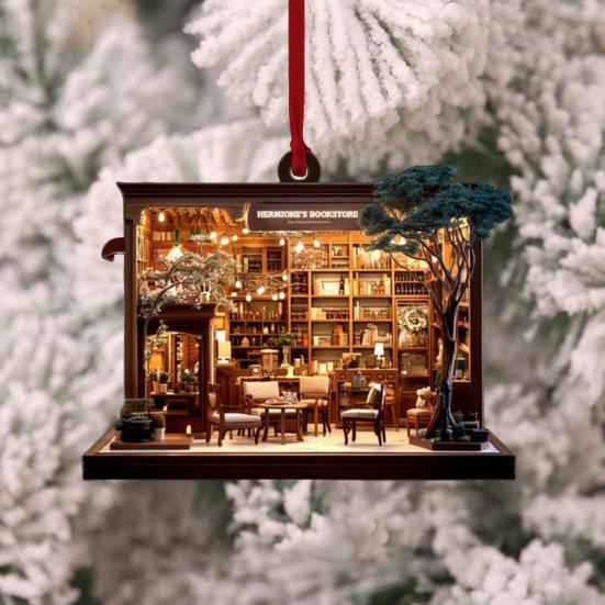 8 шт. Рождественский книжный магазин Украшение для рождественской елки 2D Плоский акриловый книжный магазин Декор