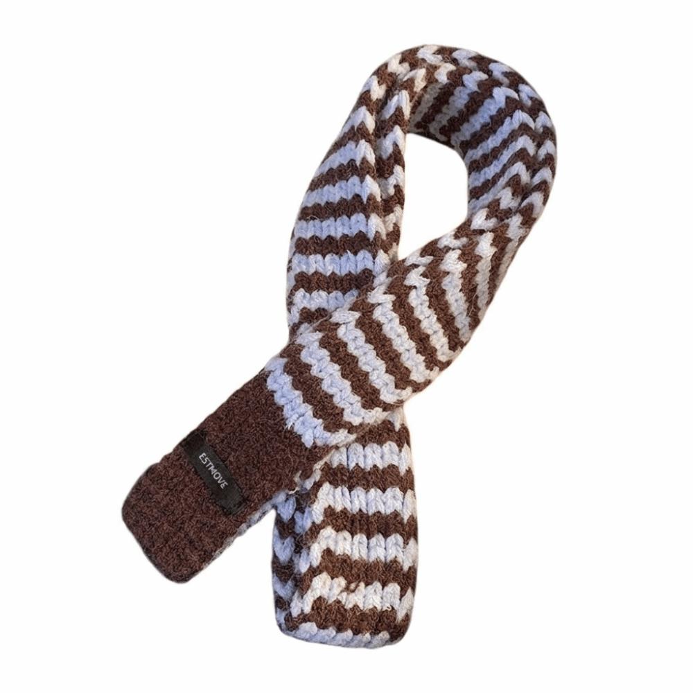 Harajuku Long Narrow Scarves Korean Style Knitted Neck Guard Cute Striped Scarf Streetwear