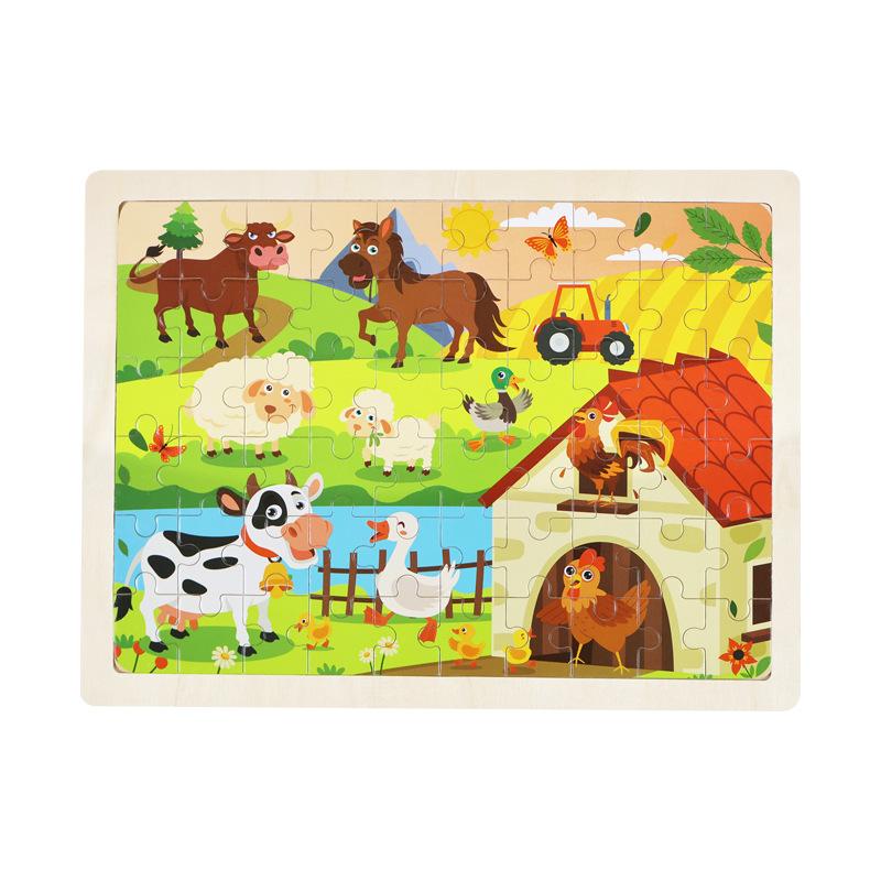 Деревянный пазл из 60 деталей с бревнами, детский мультяшный деревянный пазл с самолетом, развивающие игрушки для раннего развития ребенка