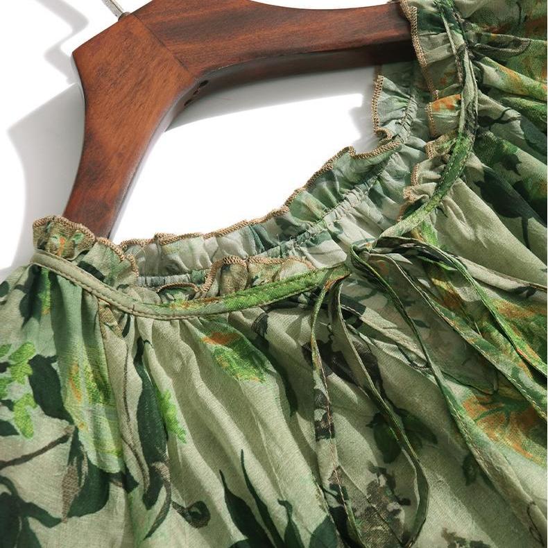 Summer Women'S Elegant Floral Chiffon Shirt , Lightweight Luxurious Thin Chic Loose Blouse