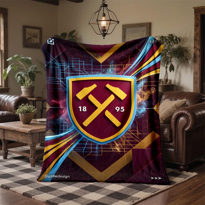 West Ham United Football Print Flannel Blanket Soft Warm Sofa Bed Throw Blanket For Home Office Bedroom