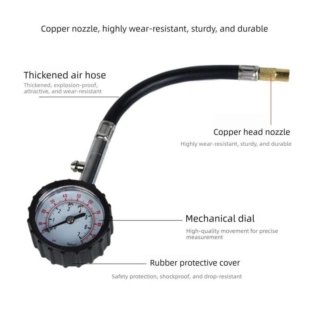 Long Hose Tire Air Pump Tester 100 PSI Tire Pressure Table Versatile Tire Pressure Gauge Truck