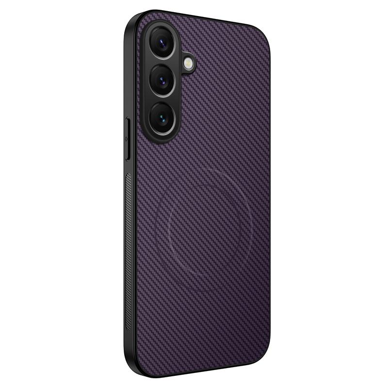 For Samsung Galaxy A55 Luxury Carbon Fibre For Magsafe Magnetic Case For Samsung A55 Wireless Charging Lens Protector Cover