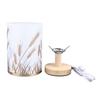Small Table Lamp for Bedroom Dimmable LED Bedside Lamps Solid Wood USB Night Stand Lamp with Wheat Spike Lampshade Eye