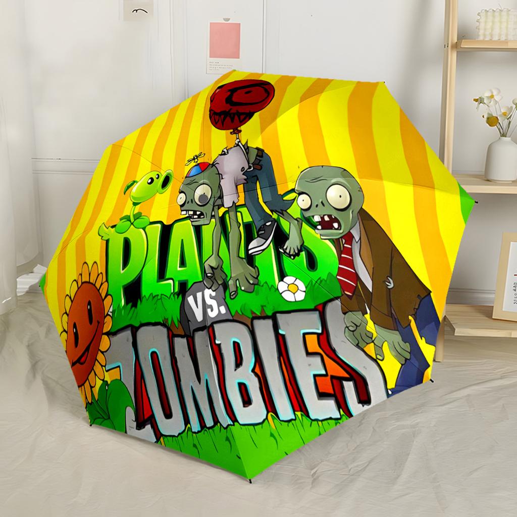 Plants Vs Zombies Приключение Уличный Автоматический Зонт Компактный 8-реберный Дизайн Легкий Прочный Зонт для Ежедневного Ношения Элегантный Зонт