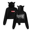 Fashion Calum Hood Printed Kawaii Crop Top Hoodie Funny Cat Ear Cropped Short Sweatshirt Hooded Pullover Women Tops Streetwear