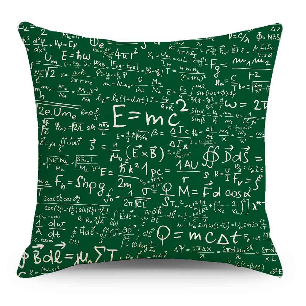 Mathematics, Physics and Chemistry Equations Pillow Cover Personalized Geometric Formula Graffiti Students' Bedside Linen Sleeping Pillow Cover