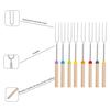 8pcs 32inch BBQ Barbecue Fork 304 Stainless Steel Scalable for Outdoor Camping Campfire, Wooden Handle Barbecue Stick