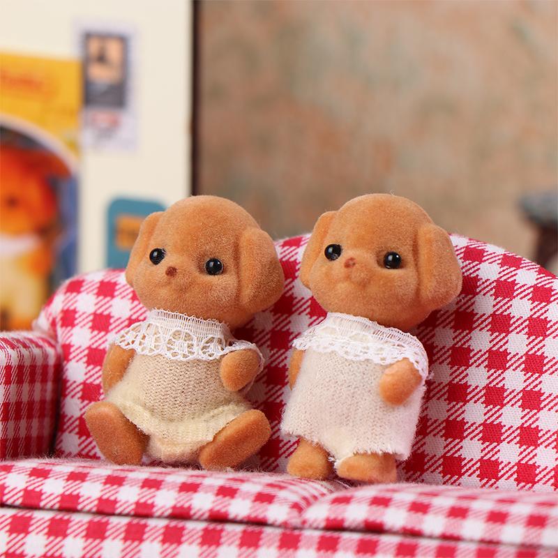 Милый пудель Майло, флокированная кукла, фигурки, игрушка, каваий, Sylvanian Families, аниме-фигурки, коллекционные украшения для комнаты