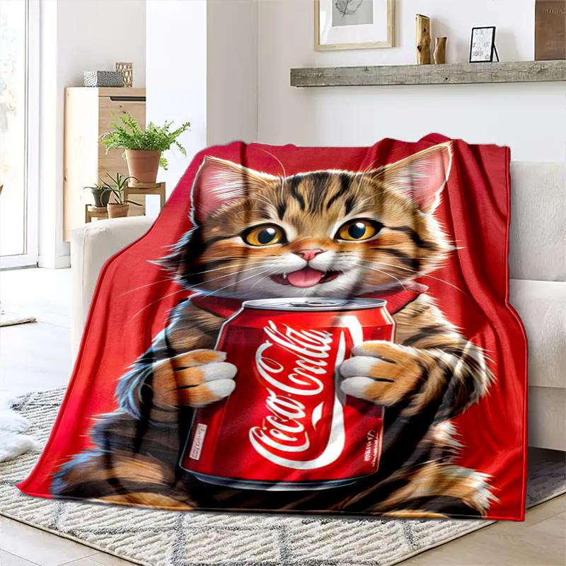 Christmas gift Halloween themed cola beverage Coca Cola blanket soft home furnishing nap decoration four seasons warm Sherpa blanket U26