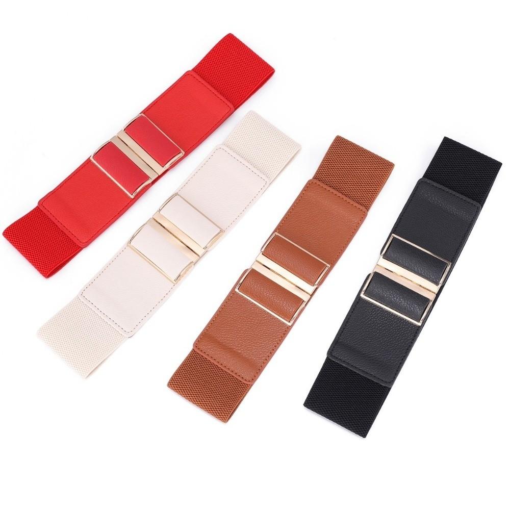 Waist Defining Elastic Wide Belts Solid Color Dress Belt Stretch Waistband Coat Accessories