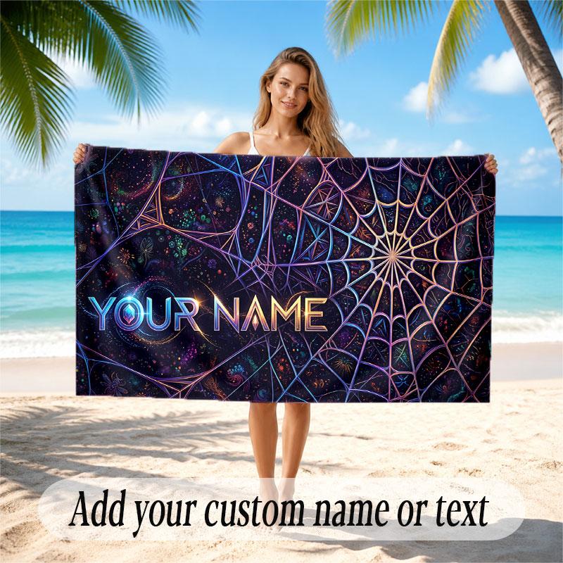 Fantasy Magic Theme Soft Beach Towel Personalized Custom Name Text Towel Portable for Beach Pool Travel