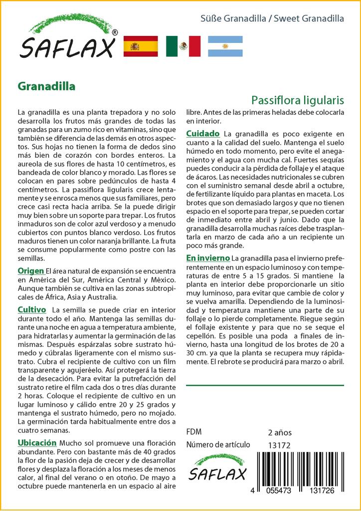 SAFLAX Сладкая Гранадилла - 20 семян - Passiflora ligularis
