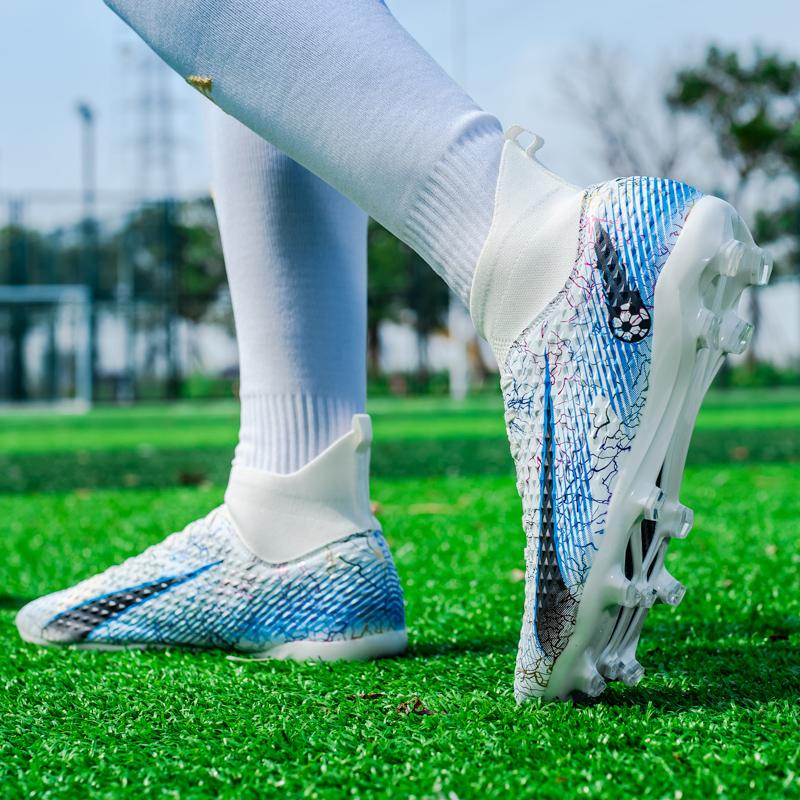 33-46 High-top Football Boots Long Nails PVC Men's Sports Shoes Boys Soccer Shoes