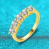 14k Gold Plated 1.5CTTW Real Moissanite Diamond Rings for Women 1/3 Eternity Bands S925 Sterling Silver Fine Jewelry GRA