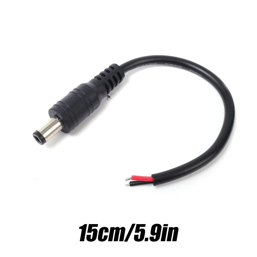 12 В соединитель постоянного тока с пигтейлом 2,1*5,5 мм, кабель с пигтейлом и штекером 30/15 см, штекерный и гнездовой, провод для светодиодной ленты CCD/CCTV-камеры