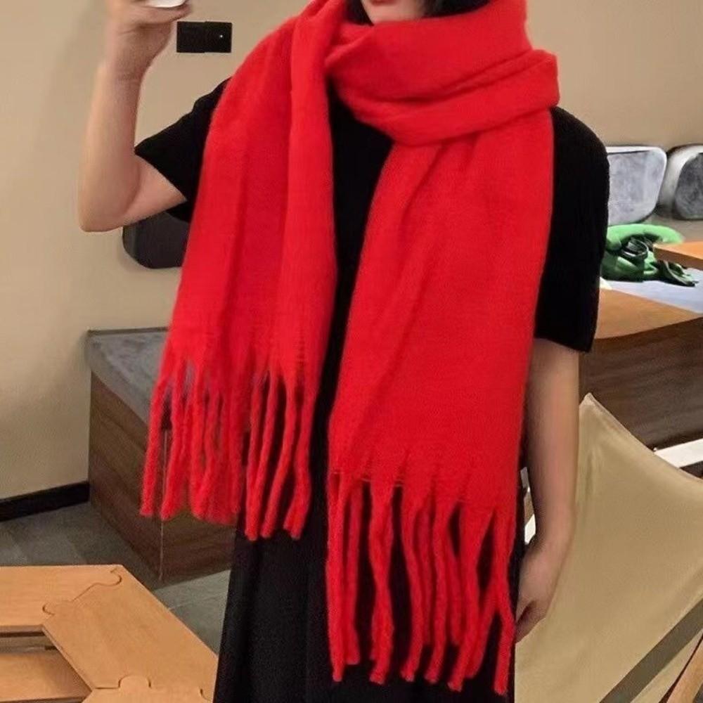 Tassel Wool Scarf Plush Long Shawl Retro Winter Cashmere Scarves Student