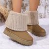 Winter Flanged Plush Thickened Snow Boots Women's Fur Integrated Warm Short Cotton Boots Thick-soled Cotton Shoes