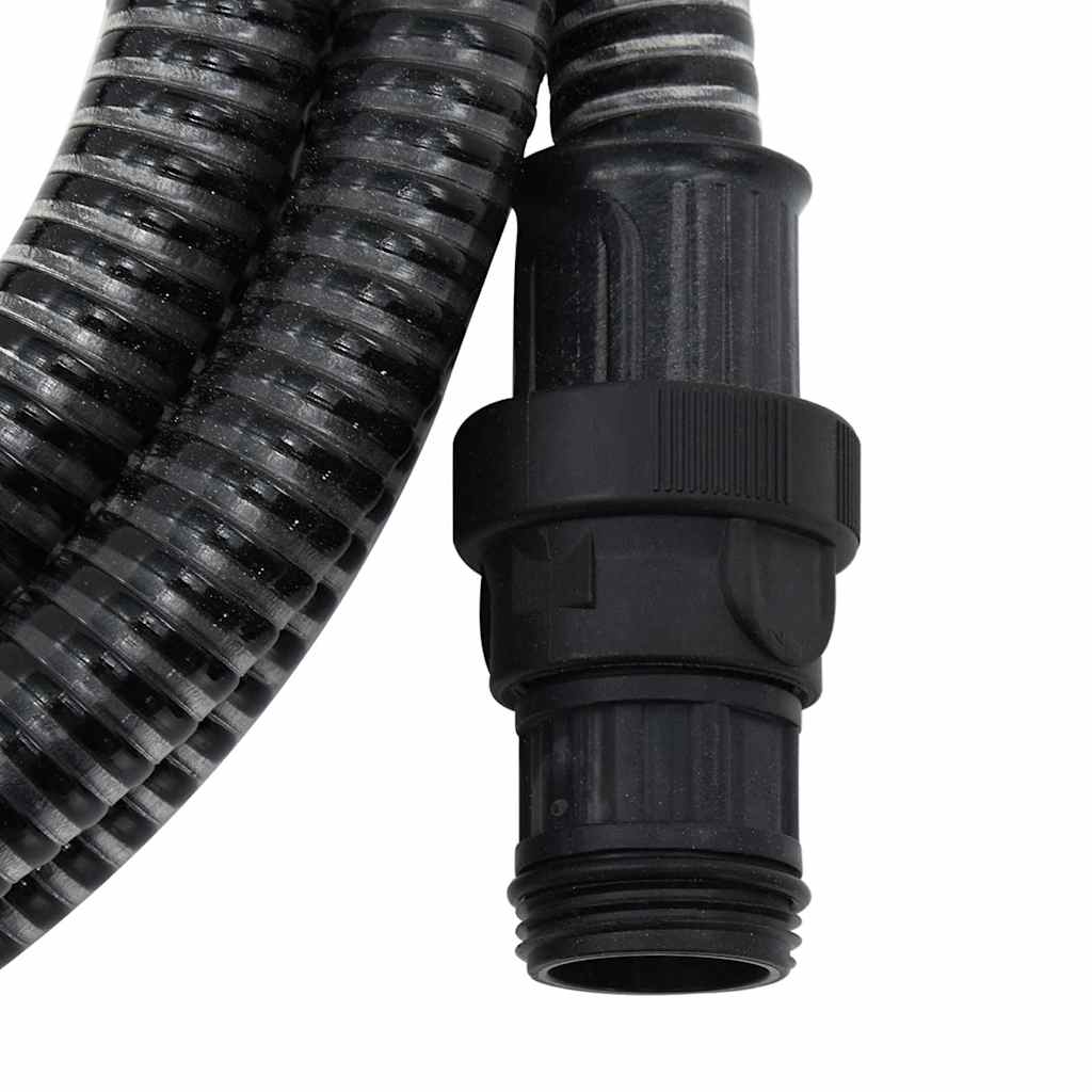 vidaXL Saugschlauch mit PVC-Anschlüssen Schwarz 1" 10 m PVC