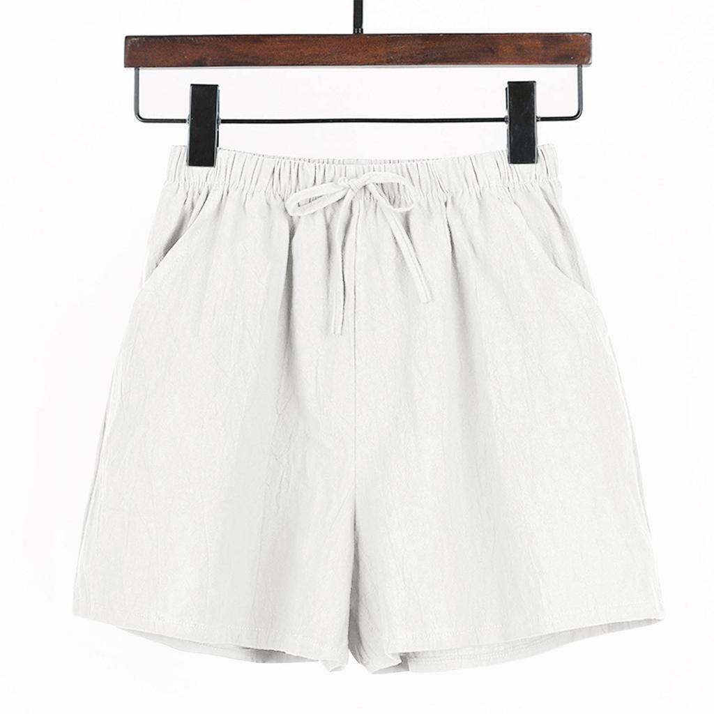 Casual Shorts High Waisted Cotton Hemp Straight Leg Wide Leg Pants