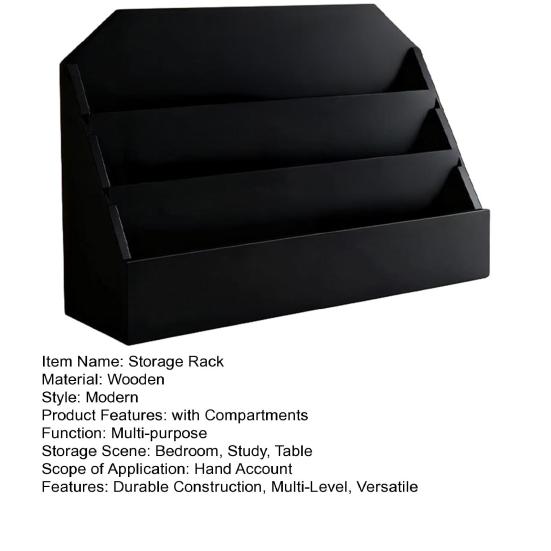 Greeting Card Display Stand Wooden 3-Tier Storage Rack with Rustic Brown Finish Large Capacity Postcards Stickers Organizer