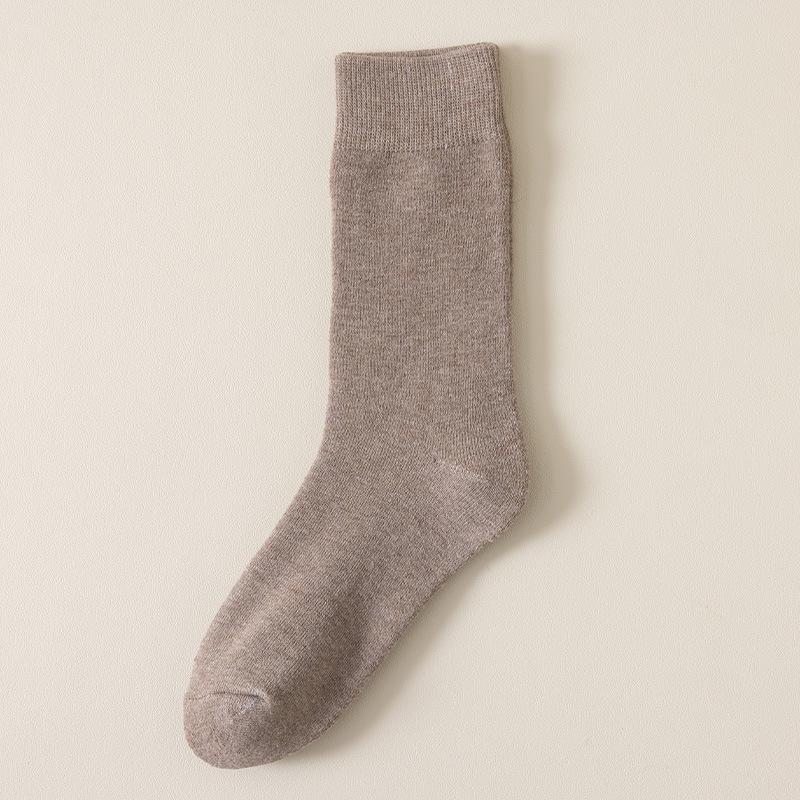 Мужские толстые плюшевые носки средней длины для зимы, весны и осени с махровой подошвой и однотонными цветами