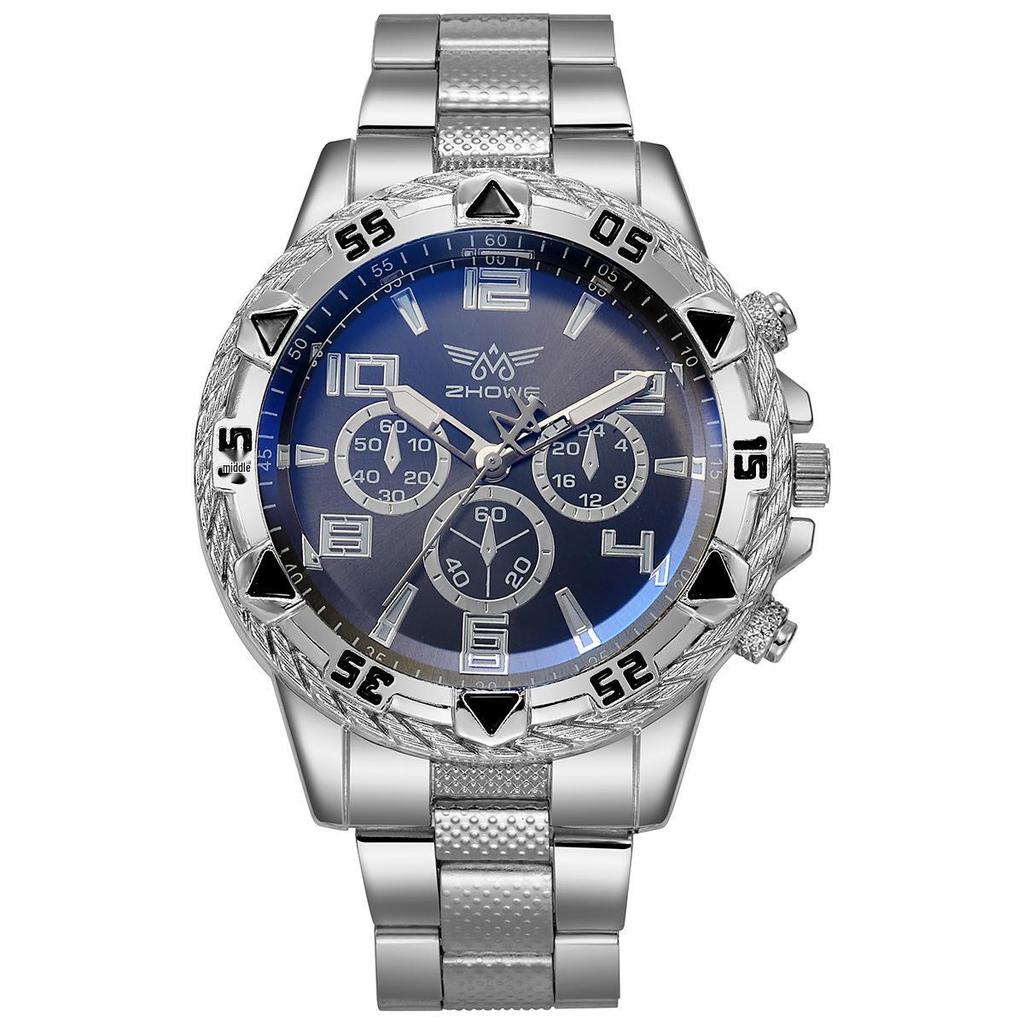 2023 Trendy Men's Casual Alloy Watch with Faux Chronograph and Steel Band