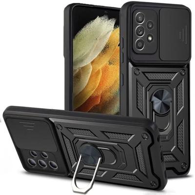 Защитный чехол - BOOLING - для Samsung S21 Ultra - Жесткий - Ударопрочный - С кольцом-держателем - Черный