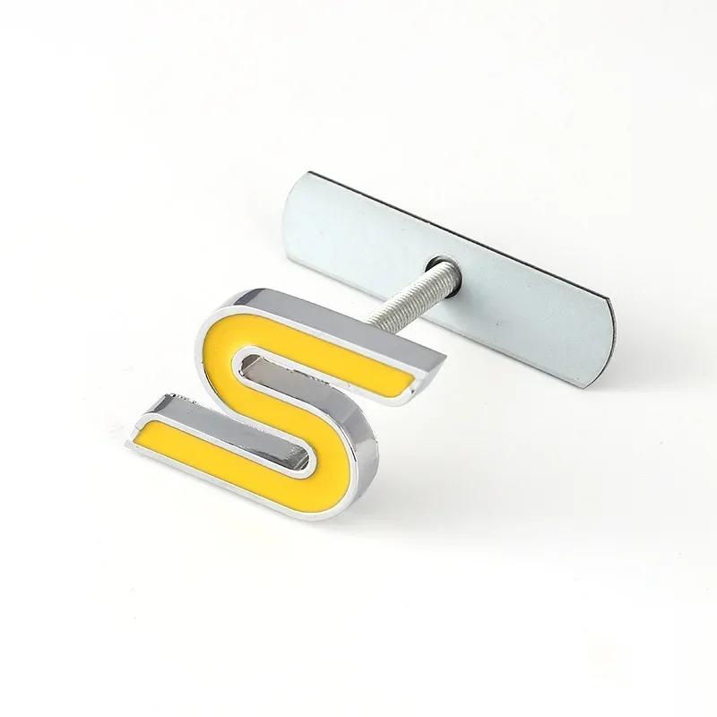 1Pc 3D Metal S Logo Front Grille Emblem Badge Car Rear Trunk Stickers For Focus Fiesta Escape Ecosport Kuga Mondeo Accessories