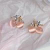 Exquisite and Small Cherry Stud Earrings for Women's Light Luxury and Sweet Temperament Pink Zircon New Fruit Earrings