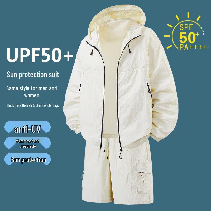 Couple's Outdoor Summer UV-Protection Hooded Ice Silk Sport Suit Set