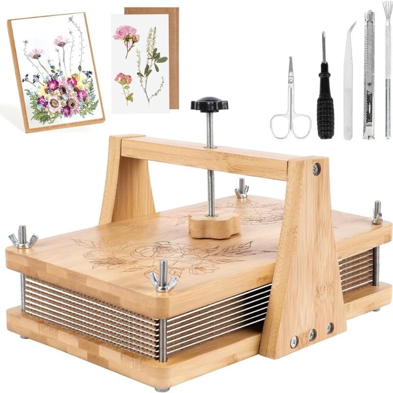 Sustainable Wooden Detachable Flower Press Set Efficients Plant Drying Board for Home Craft and School Activity