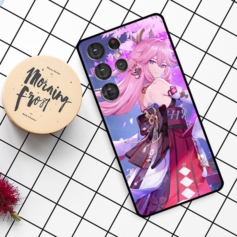 Чехол Genshin Impact Яэ Мико для Samsung Galaxy S21 S22 S23 S24 S25 Ultra S9 S10 S25 Plus S25 FE S20 FE Чехол для телефона