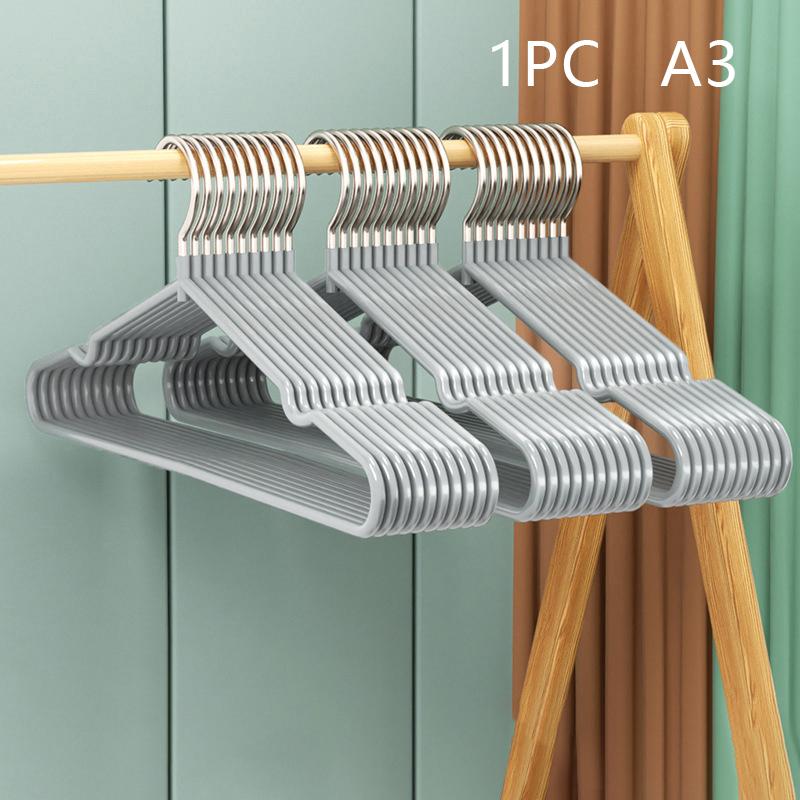 Clothes Hanger Hanger With Grooves For Airing Children Adult Metal Simple Thick Non-Slip Dip Plastic Coat Hanger Blue Green