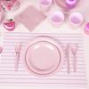 168 Pcs Pink Paper Plates and Napkins Mother Day Plates Light Pink Party Supplies Include Round Plate Napkins Cups Plastic Spoo