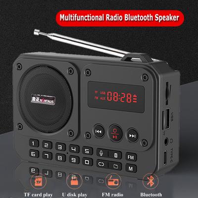 Мини портативный FM-радиоприемник, многофункциональный радиоприемник, Bluetooth-динамик, рекордер со светодиодным дисплеем, переключение папок, TF-карта, воспроизведение U-диска