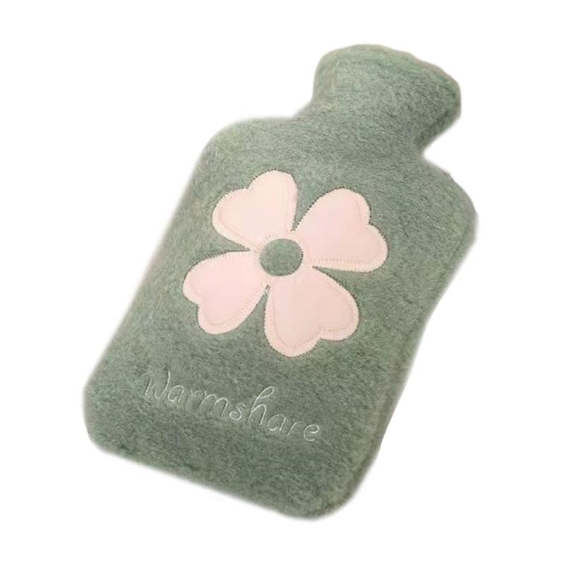 Бутылка для горячей воды с мягким чехлом и узором в виде клевера, симпатичная теплая сумка для воды, сохраняющая тепло зимой, портативная грелка для рук
