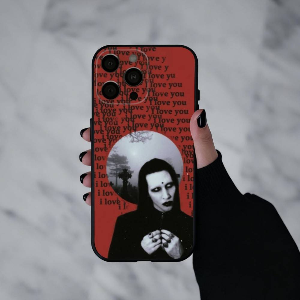 Певец М-Мэрилин Мэнсон Чехол для телефона для iPhone 17pro,16,15,14,13,12,11 Plus,Pro Max,XS,Мягкий силиконовый черный чехол
